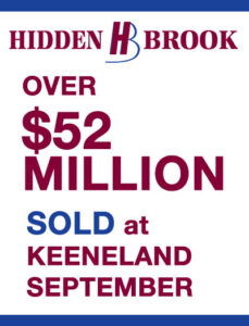 Hidden Brook gross sales at Keeneland September